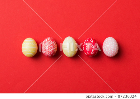 holiday preparation Multi colors Easter eggs on colored background . Pastel color Easter eggs. holiday concept with copy space holiday preparation Multi colors Easter eggs on colored background . Pastel color Easter eggs. holiday concept with copy space 87236324