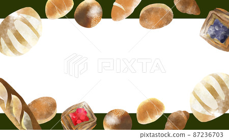 麵包綠色水平框架水彩風格插圖 87236703