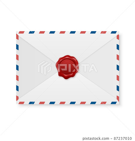Vector 3d Realistic Vintage Letter Stamp, Wax Seal on White Envelope. Certificate, Document. Imprint, Insignia, Tag. Guarantee, Secret Sign, Label and Envelope Closeup, Top View Vector 3d Realistic Vintage Letter Stamp, Wax Seal on White Envelope. Certificate, Document. Imprint, Insignia, Tag. Guarantee, Secret Sign, Label and Envelope Closeup, Top View 87237010