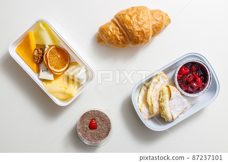 Top view of daily meal diet plan courier delivery Top view of daily meal diet plan courier delivery 87237101