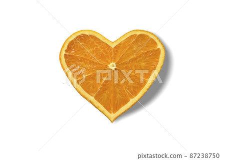 Fresh cut orange and heart shape are fashionable. 87238750