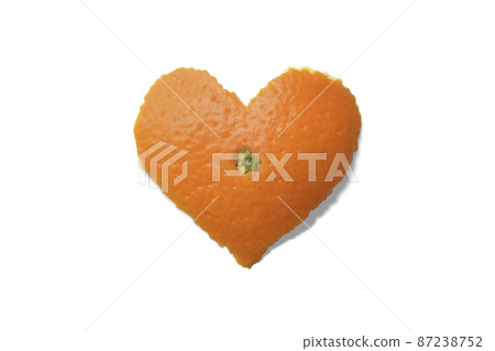 Please use it as a real heart-shaped orange with calyx and orange day icon. 87238752