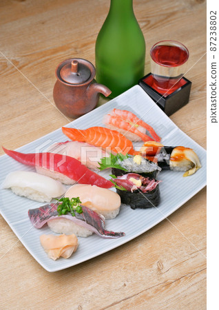 Image of sushi, sushi, sushi, sushi, sushi. Lean tuna, salmon, scallops, sweet shrimp, shirasu, firefly squid. Image of sushi, sushi, sushi, sushi, sushi. Lean tuna, salmon, scallops, sweet shrimp, shirasu, firefly squid. 87238802