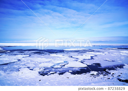 The Sea of Okhotsk and the drift ice field in the midwinter 87238829