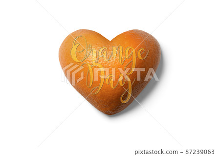 Orange Day logo icon, realistic heart-shaped orange 87239063