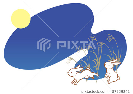 十五夜兔子月亮觀看矢量插圖切割 87239241