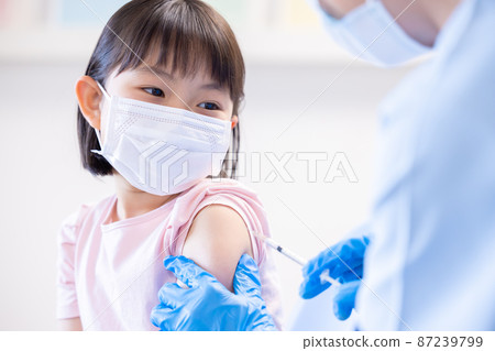接受醫療疫苗接種的女孩 接受醫療疫苗接種的女孩 87239799