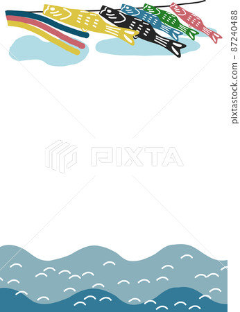 Many carp streamers decorated in the river Illustration material Many carp streamers decorated in the river Illustration material 87240488
