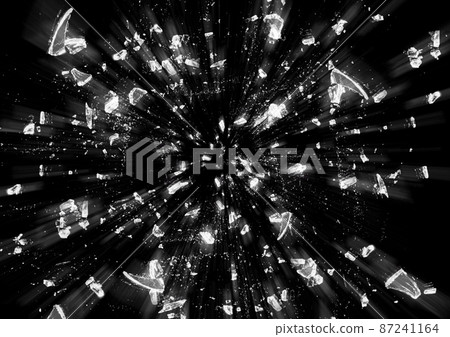 Illustration of broken glass scattered in the dark 87241164