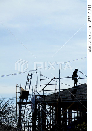 New construction site of a house (silhouette) New construction site of a house (silhouette) 87241211