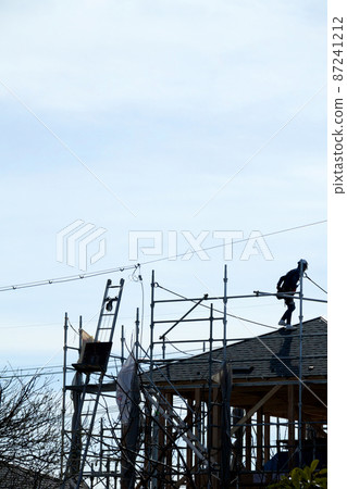 New construction site of a house (silhouette) New construction site of a house (silhouette) 87241212