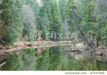 Daytime view of the merced river landscape of Yosemite National Park 87241999