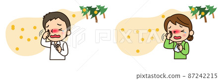 Two men and women with hay fever Two men and women with hay fever 87242215