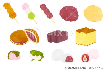 日本糖果插圖集水彩風格 87242732