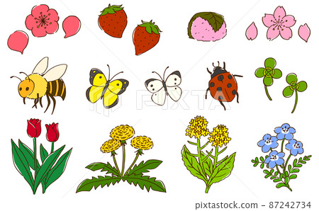 Spring illustration set handwritten style 87242734