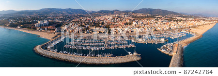 View from drone of El Masnou town, Spain View from drone of El Masnou town, Spain 87242784