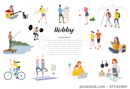 Vector illustration material: People set to enjoy hobbies 87242964