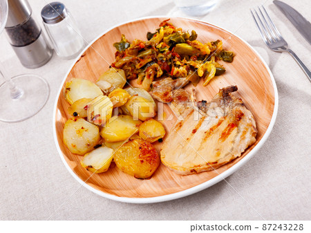 Pork with potatoes and stewed cabbage 87243228