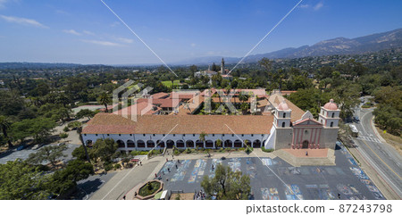 Aerial view of the beautiful Old Misson Church Aerial view of the beautiful Old Misson Church 87243798
