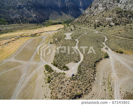 Aerial view of the beautiful Grant Lake Aerial view of the beautiful Grant Lake 87243801