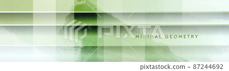 Green striped grunge abstract geometric banner 87244692