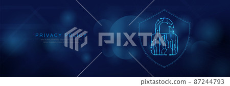 Data protection cyber security privacy. Technology security. Shield and Padlocks icon. Vector illustration Data protection cyber security privacy. Technology security. Shield and Padlocks icon. Vector illustration 87244793