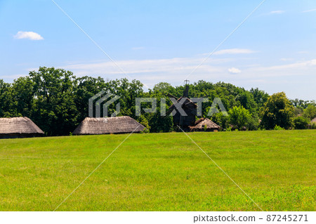 View of Open-air Museum of Folk Architecture and Folkways of Ukraine in Pyrohiv (Pirogovo) village near Kiev, Ukraine View of Open-air Museum of Folk Architecture and Folkways of Ukraine in Pyrohiv (Pirogovo) village near Kiev, Ukraine 87245271