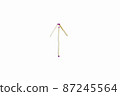 The figure of an arrow laid out from matches is directed upwards on a white background. Isolate. 87245564