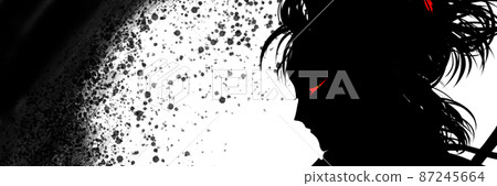 面對劍鬥的剪紙年輕武士的手繪插圖 87245664