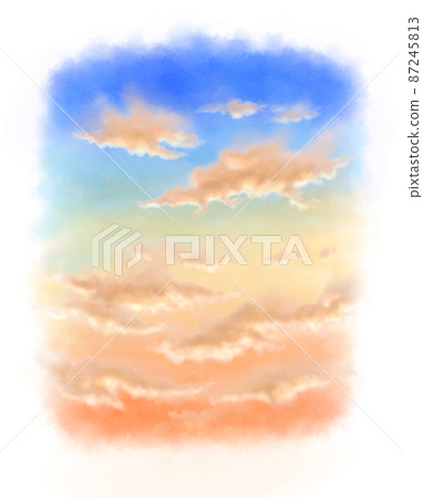 黃昏的天空從藍色染成了橙色 黃昏的天空從藍色染成了橙色 87245813