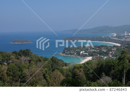 Kata Beach as seen from Karon Viewpoint in Phuket Kata Beach as seen from Karon Viewpoint in Phuket 87246843