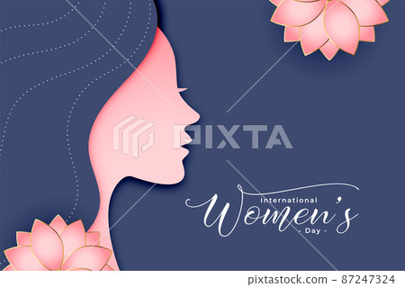 womens day paper style decorative card design 87247324