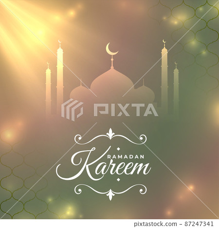 shiny ramadan kareem mosque eid festival card design 87247341