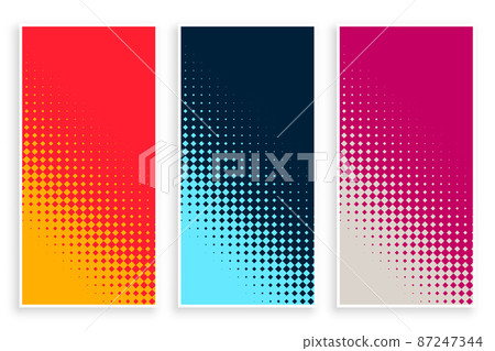 set of halftone banner in different colors set of halftone banner in different colors 87247344