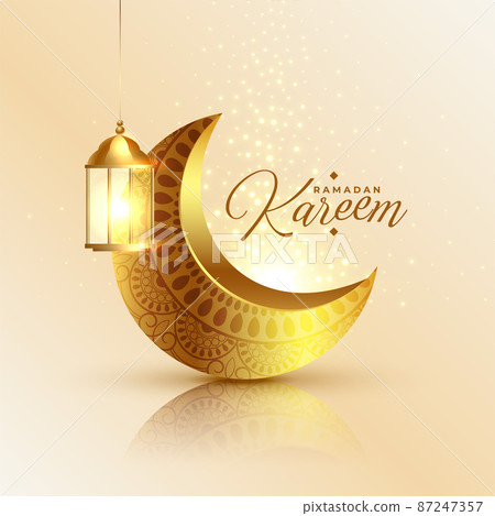 ramadan kareem eid golden moon and lantern background 87247357