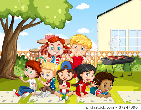 Scene with children in the park 87247396