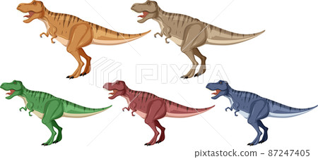 A set of tyrannosaurus rex dinosaurs on white background A set of tyrannosaurus rex dinosaurs on white background 87247405