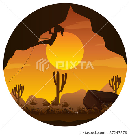 Flat silhouette rock climbing in nature background Flat silhouette rock climbing in nature background 87247878