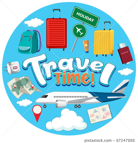Travel Time logo design with travelling objects Travel Time logo design with travelling objects 87247888