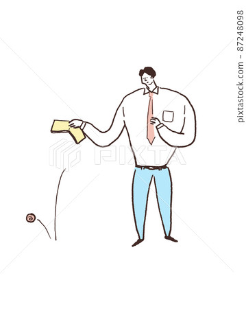 穿西裝的男士從錢包、衣領中灑出硬幣（垂直，居中） 87248098