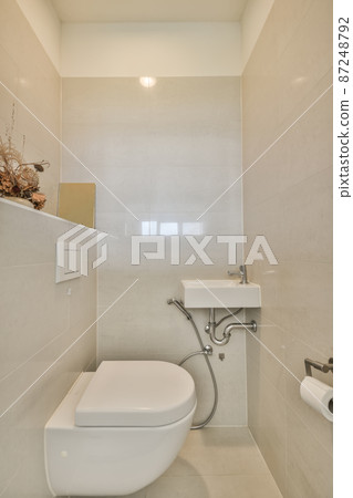 Interior of small clean restroom in miniature style Interior of small clean restroom in miniature style 87248792