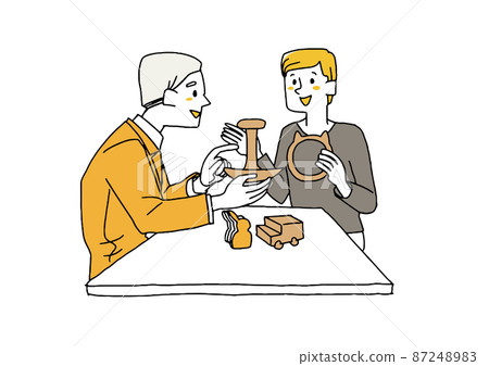 A man who designs toys, a comical handwritten person illustration, a simple coloring on a vector line drawing, a white background A man who designs toys, a comical handwritten person illustration, a simple coloring on a vector line drawing, a white background 87248983