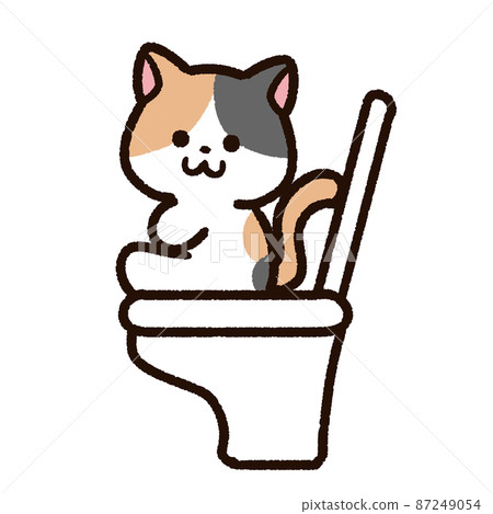 Cat character sitting on the toilet Cat character sitting on the toilet 87249054