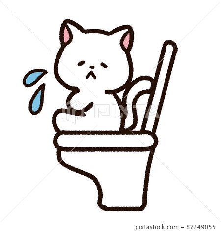 Cat character sitting on the toilet Cat character sitting on the toilet 87249055
