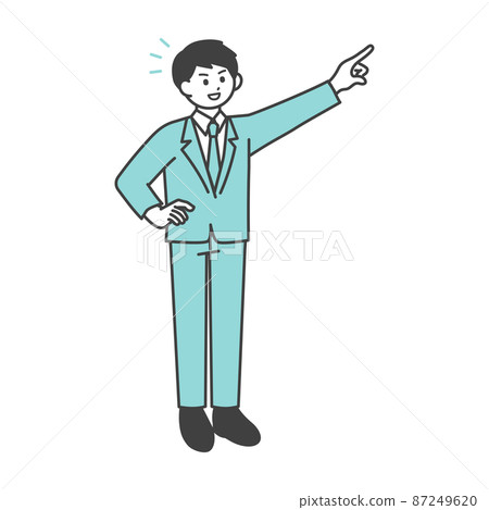 一名男性員工伸出手指的插圖素材 一名男性員工伸出手指的插圖素材 87249620