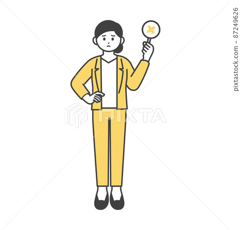 女員工拿著標籤的插圖素材 女員工拿著標籤的插圖素材 87249626