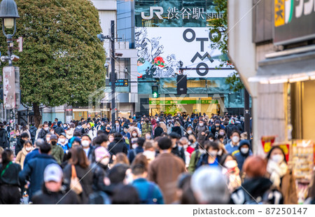 Tokyo cityscape of Japan Over 46,000 people, Tokyo 8638 people most updated ... 6 waves of mourning, next to the rapid increase in deaths ... = 20th, Shibuya 87250147