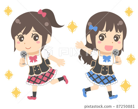 一個可愛的女偶像的插圖 一個可愛的女偶像的插圖 87250881