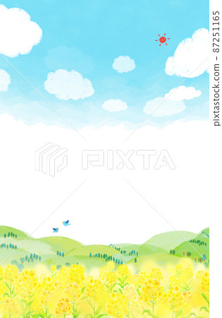 油菜田背景材料水彩插圖 87251165