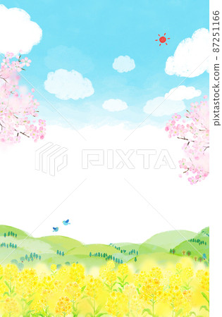 油菜田背景材料水彩插圖 油菜田背景材料水彩插圖 87251166